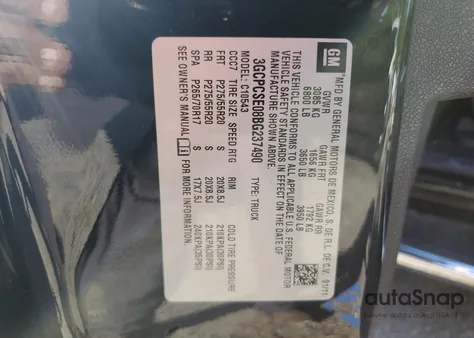 2011 Chevrolet Silverado C1500 Lt z USA, uszkodzony, nr VIN 3GCPCSE08BG237490